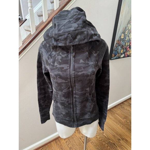 Lululemon Scuba Hoodie Light Cotton Fleece Incognito Camo Multi Grey Size 6 - Picture 3 of 5